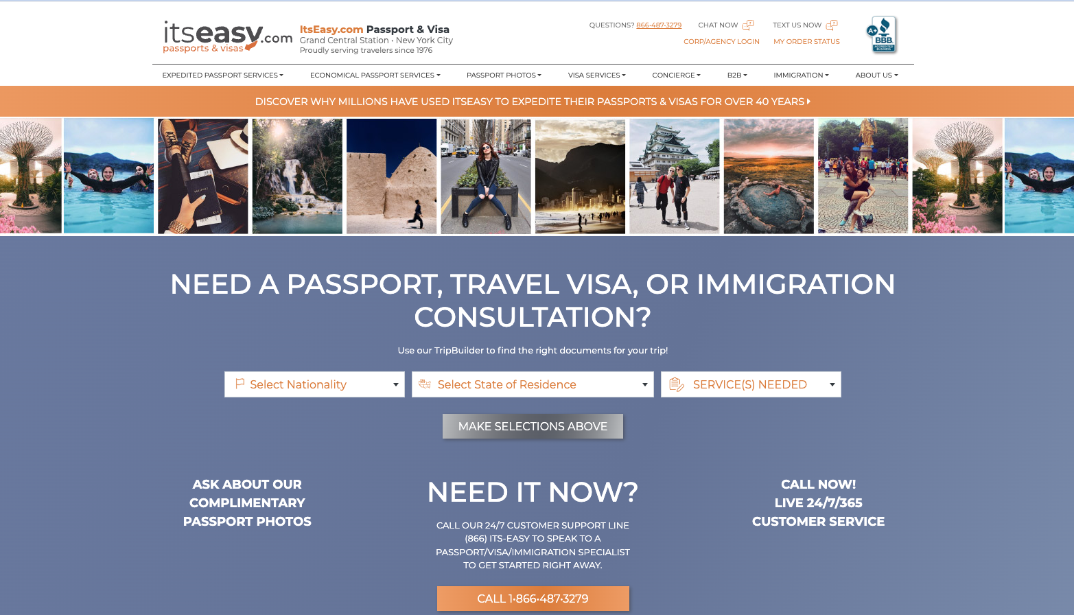 Home page for ItsEasy.com Passport & Visa